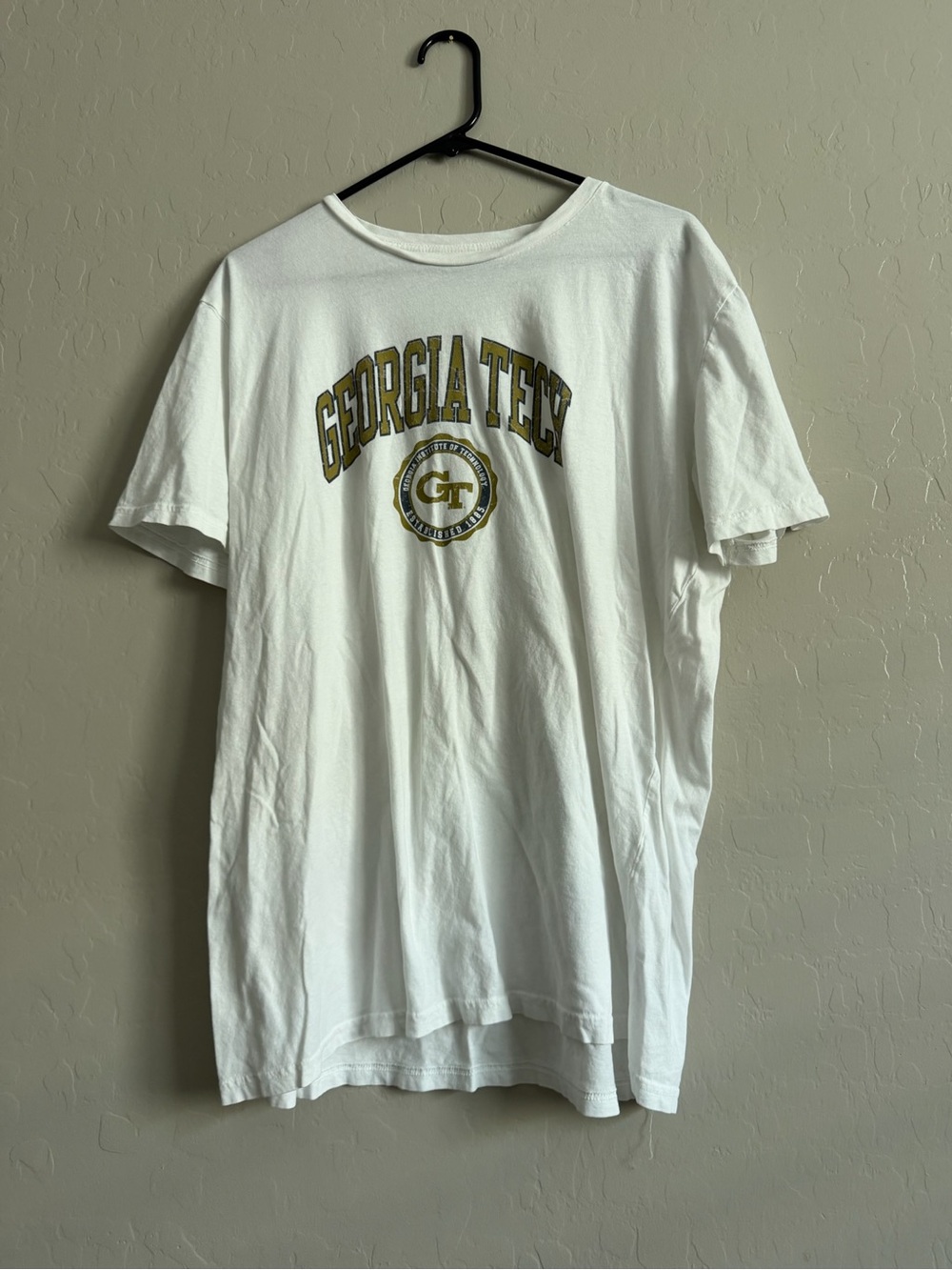 Blue 84 White Georgia Tech Graphic Tee with Gold Print